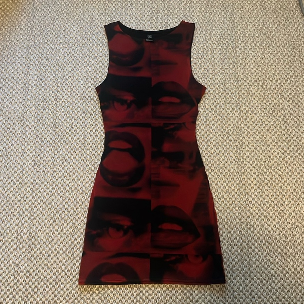 Urban Outfitters - red mesh mini dress